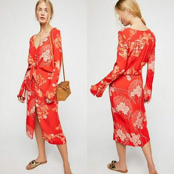 NWT Free People Mixed Print Twist Dress - Picture 1 of 4
